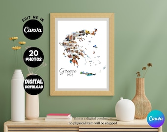 Greece Map Photo Collage Vacation Remembrance Travel Souvenir  Personalized Gift - Custom Made Available