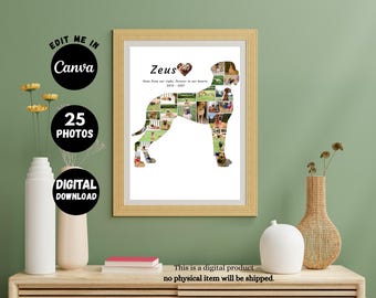 Great Dane Photo Memorial Personalized Dog Silhouette Printable Wall Art Gift