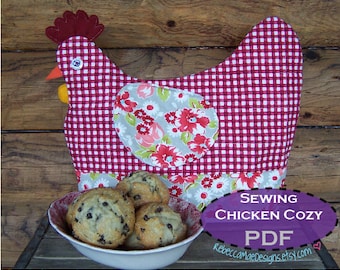 Chicken Tea Cozy PDF Sewing PATTERN - muffin cozy, cookie cozy,  egg cozy... it's all cozy