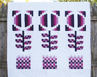 iQuilt Modern - Patrón de colcha de flores modernas