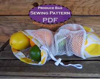 Market Bag SEWING PDF PATTERN - diy tutorial for reusable mesh produce bags