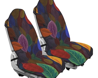 Loose Set Of 2 Rich Jewel-Toned Autumn Leaves Car Seat Covers