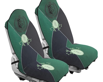 Set of 2 Green Emerald Imperial Crest Car Seat Covers