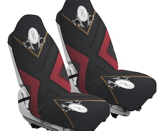 Set of  2   Crest Red Black Car Seat Covers | from Silver Robbins