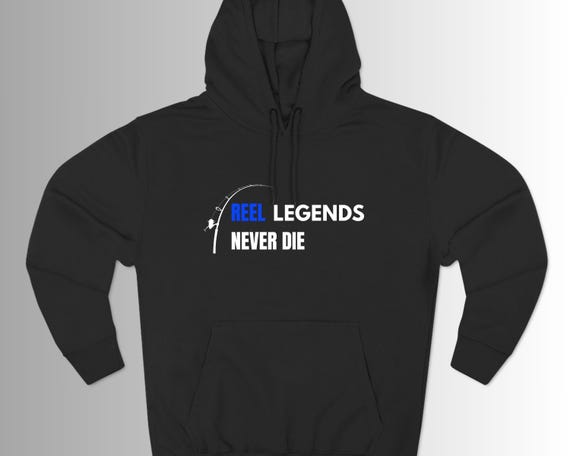 catchemall fishing reel legends never dye Fishing Hoodie | Reel Legends Never Die Sweatshirt | Funny Angler Graphic  Hooded Top | Mens Bass Fishing Gift for Him