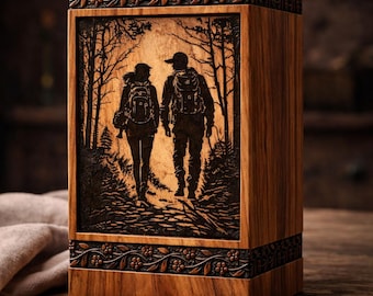 Personalized Wooden Urn – Tree of Life Engraving, Couple Memorial Keepsake Box (Customizable)
