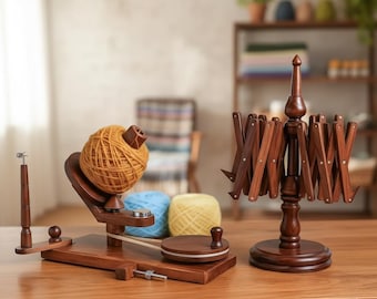 Handcrafted Wooden Yarn Winder & Swift Set | Knitting Tool