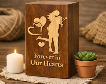Wooden Urn for Human Ashes | Memorial Cremation Keepsake Box