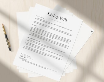 Advance Directive & Living Will Form | Printable PDF Template