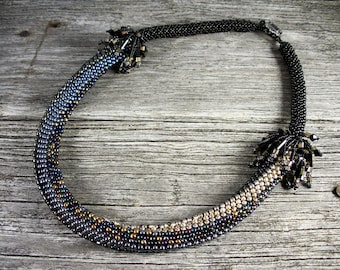 SOLD! Beadweaving: 5-Sided African Polygon Necklace in Multiple Colors with Crystal Embellishment