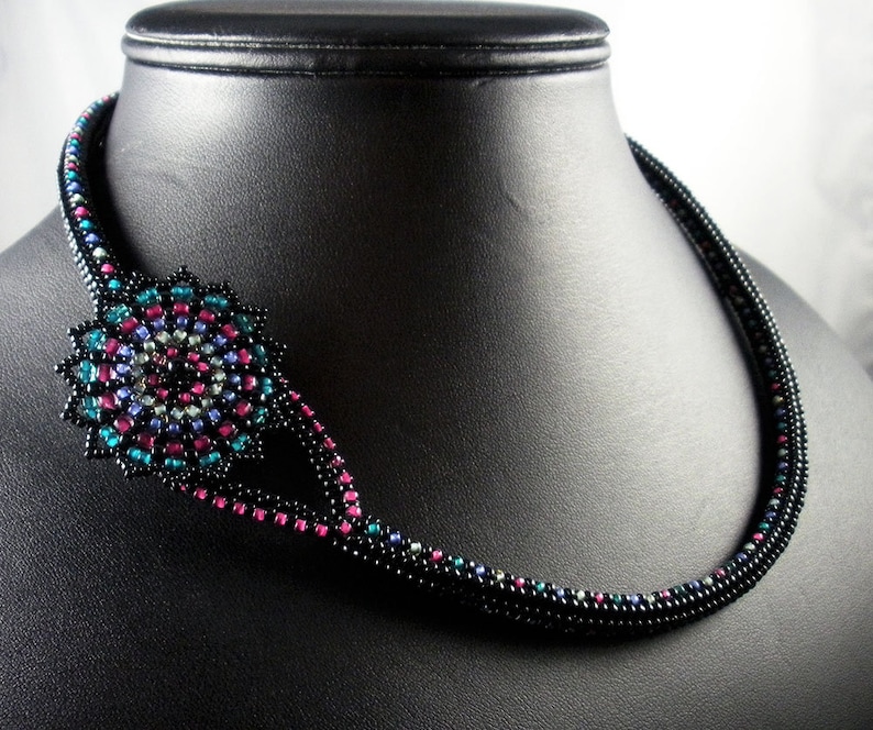 SOLD Bead Weaving: Double Herringbone Rope Necklace in Black - Etsy