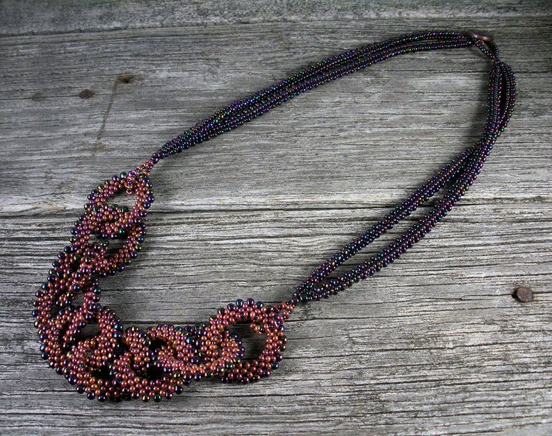 SOLD Beadweaving: Metallic Bronze-purple Peanut Bead Chain - Etsy