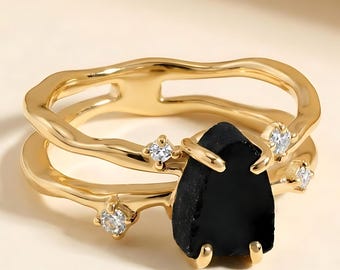 Ring zwarte obsidiaan: handgemaakte vloeiband voor spirituele bescherming en stijl