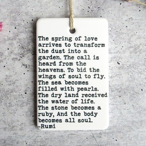 Rumi Poem • Rumi Ceramic Wall Tag • Rumi Quote • Rumi Wall Art • Gift For Her • Valentine&#39;s Day Gift • Love Quote • Love Wall Decor