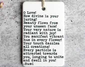 Rumi Poem • Rumi Ceramic Wall Tag • Valentine's Day Gift • Gift For Her • Love Poem • Rumi Quote • Love Wall Decor • Spiritual Quote