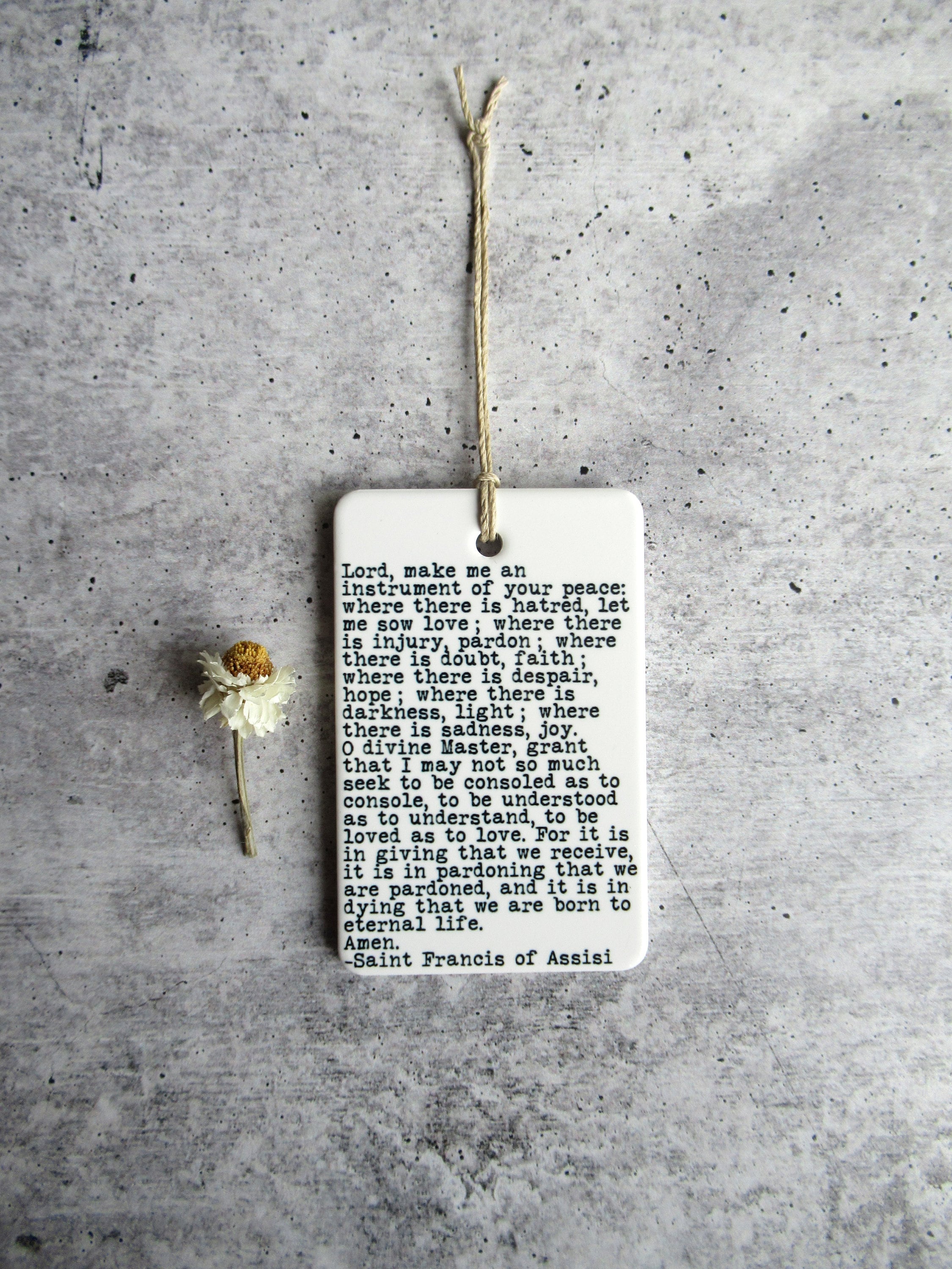 Saint Francis of Assisi Peace Prayer • Saint Francis Ceramic Wall Tag • Saint Francis Quote • Easter Gift • Gift For Her • Religious Quote