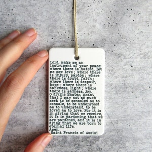 Saint Francis of Assisi Peace Prayer Saint Francis Ceramic Wall Tag Saint Francis Quote Easter Gift Gift For Her Religious Quote image 2