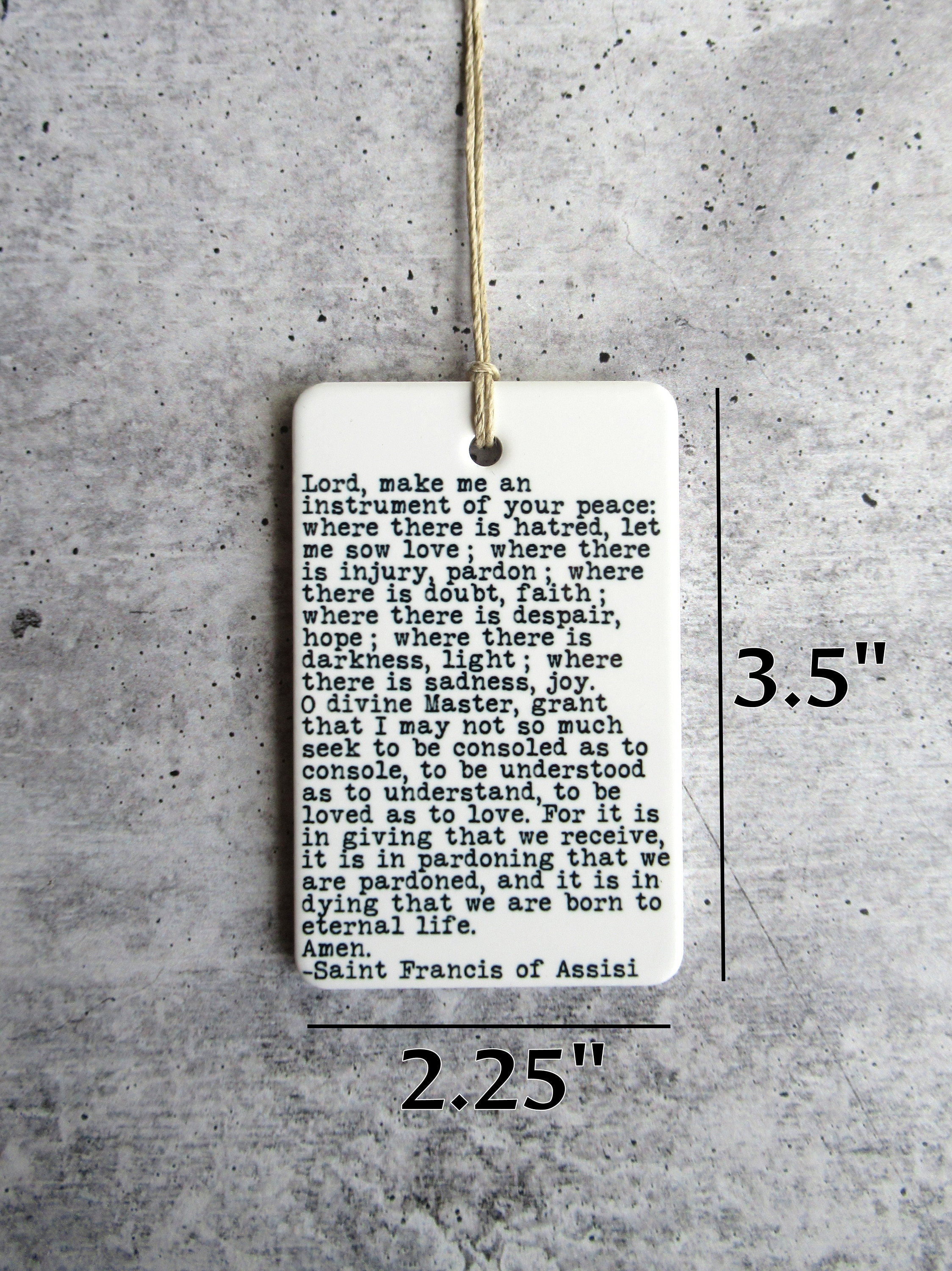 Saint Francis of Assisi Peace Prayer • Saint Francis Ceramic Wall Tag • Saint Francis Quote • Easter Gift • Gift For Her • Religious Quote