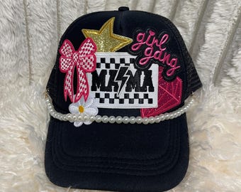 NWT Custom Made Checkered Mama Otto Trucker Hat with Chain & Pin Checkered Mama Trucker Hat With Custom Chain Snap-back Otto  main image 3