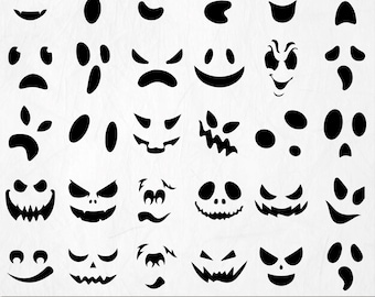 Pakiet Ghost Face SVG, pliki do wycinania na Halloween (pobieranie cyfrowe)