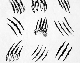 Paquete de imágenes SVG de garras de dinosaurio, imágenes prediseñadas de marcas de arañazos (descarga digital)