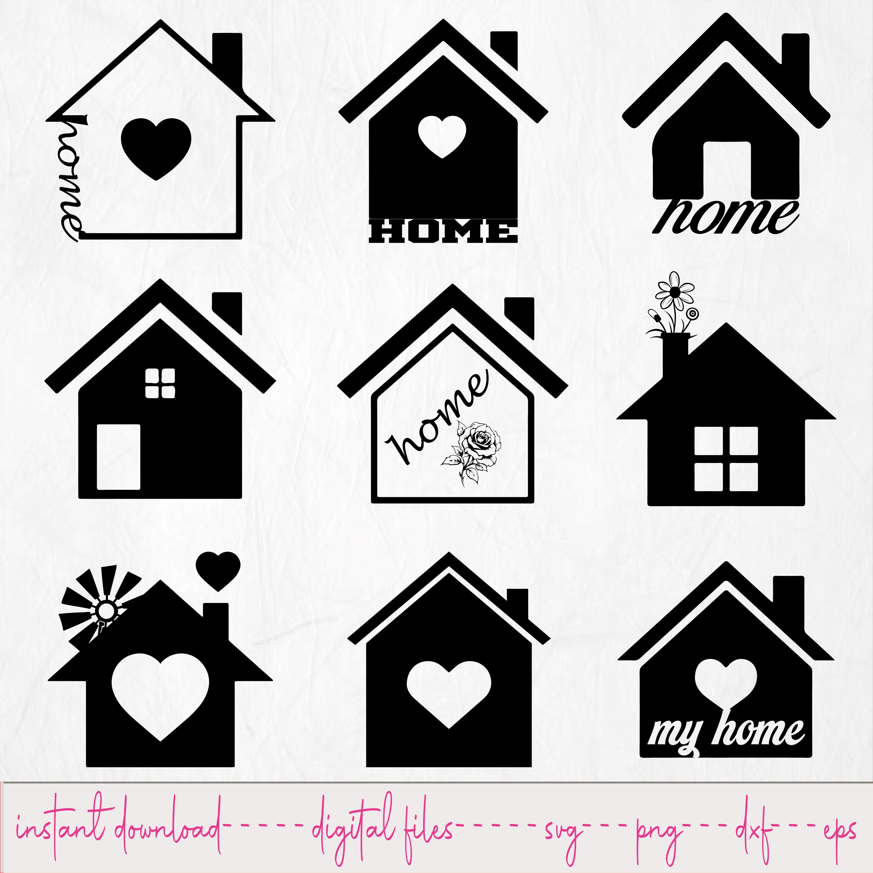 House SVG Clipart: Home Silhouette Vector Graphics (digital Download ...