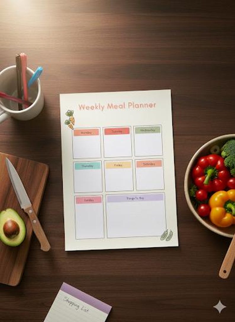 Weekly Meal Planner Printable | Minimalist Food Prep Organizer (digital ...
