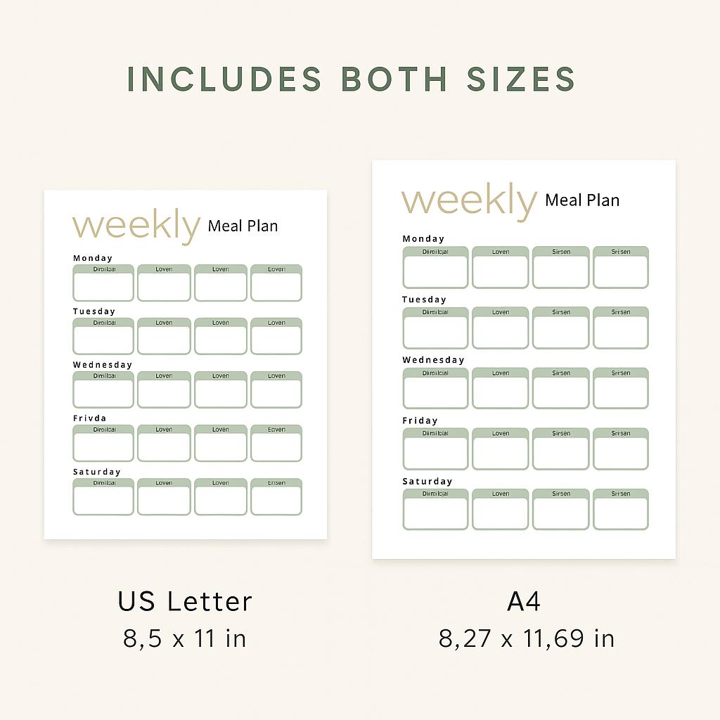 Weekly Meal Planner Printable | Minimalist Meal Planning Template ...