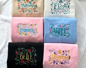 Embroidered Disney Princess Sweatshirt, Personalized Princess Crewneck, Magical Land Embroidered Shirt