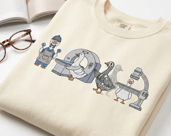 Camiseta personalizada bordada de ganso para tecnólogo radiológico, camiseta Comfort Colors divertida de ganso para técnico de rayos X, regalo para técnico de radiología, camiseta para técnico de tomografía computarizada.