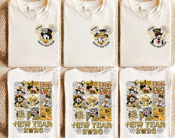 Custom Disney New Year 2026 Shirt, Custom Name Mickey & Friends, Family Matching New Year Outfit