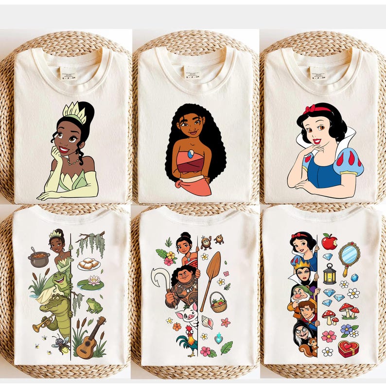 Camiseta vintage de princesas Disney, Bella, Ariel, Elsa y Cenicienta, camiseta del Castillo Mágico del Reino Mágico, regalo de viaje de Walt Disney para niñas. imagen 2