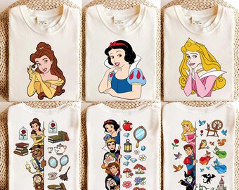 Camiseta vintage de princesas Disney, Bella, Ariel, Elsa y Cenicienta, camiseta del Castillo Mágico del Reino Mágico, regalo de viaje de Walt Disney para niñas.