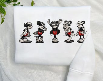 Mickey Jackson Embroidered Sweatshirt, Vintage Disney Music Shirt, Funny Mickey Dance Crewneck, King of Pop Graphic, Gift for Disney Fans