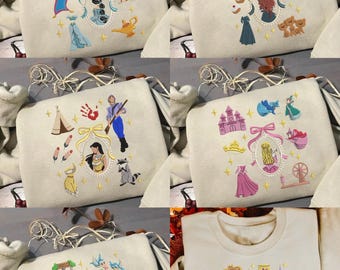 Princess Embroidered Sweatshirt, Disney Princess Magic Kingdom Shirt, Princess Lover Gift, Fairy Tale Crewneck