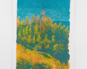 Colorful Risograph Landscape Postcard