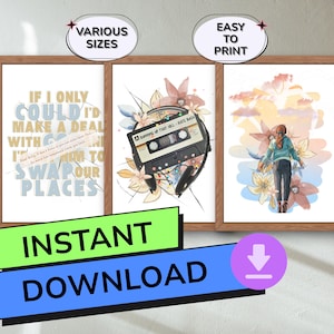 Upside Down Wall Art 3 Bundle, 80s TV Show Floating Max Fan Art Print, Retro Music Quote Poster, Minimalist Horror Wall Decor Download JPG