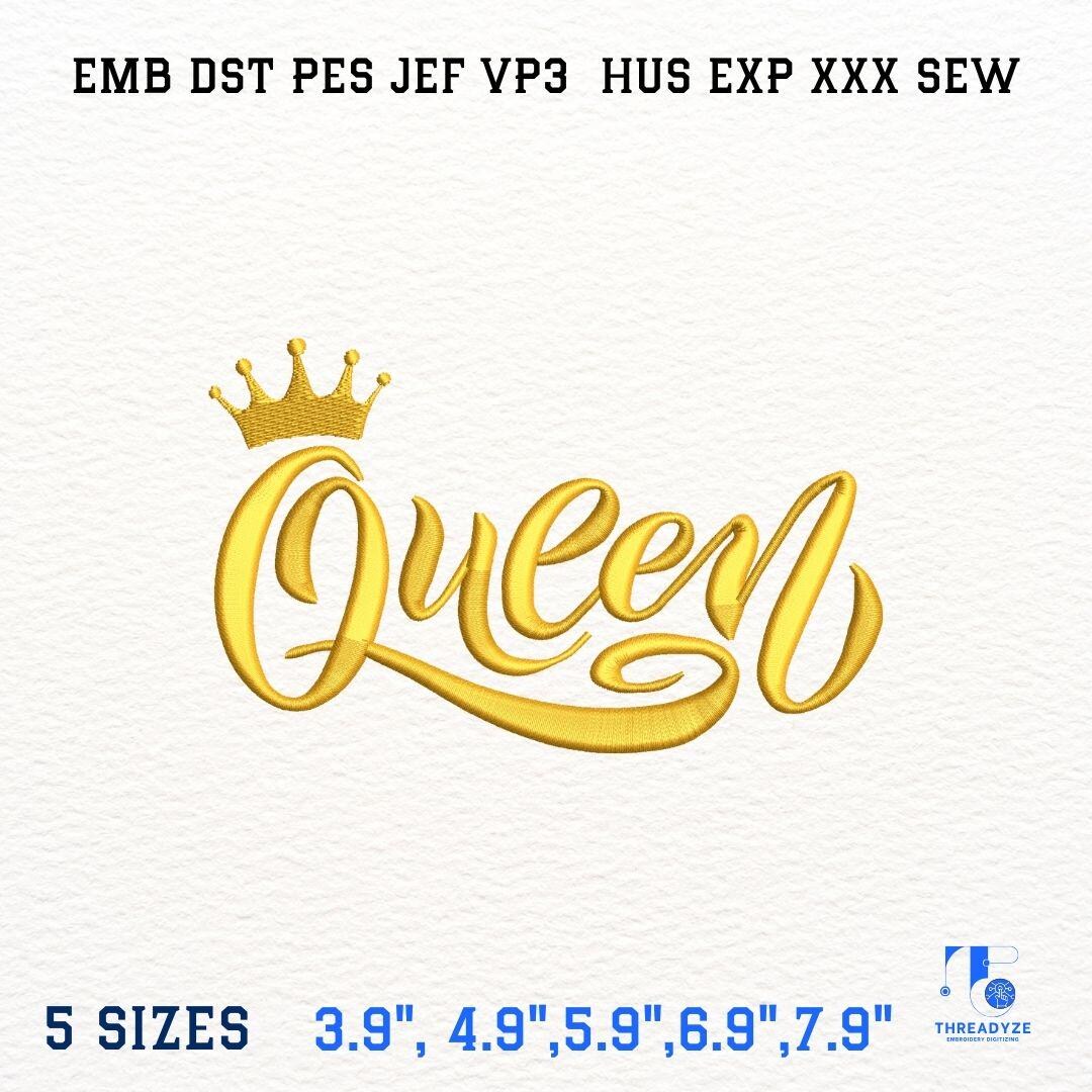 Script Crown Queen Crown Embroidery Design, Royal Script (machine Embroidery File ...