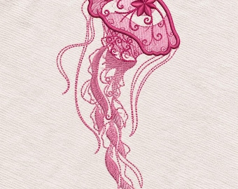 Jellyfish Embroidery Design | Elegant Ocean Marine Stitch Pattern | Sea Life Embroidery File for Hats Shirts Bags