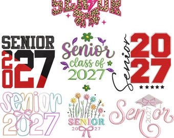 Senior 2027 Embroidery Design Bundle | Class of 2027 Embroidery Files | Graduation Machine Embroidery Bundle | Senior Year Stitch