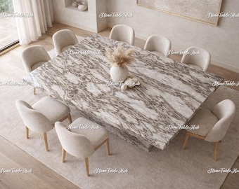 Tablero de comedor de mármol Calacatta Viola – Superficie de piedra italiana elaborada artesanalmente, decoración moderna de lujo.