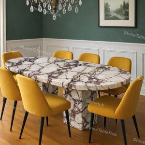 Calacatta Viola Marble Dining Table | Italian Luxury Rectangular Stone Table | Handmade Modern Marble Furniture by StoneTableHub