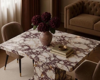 Calacatta-altvioolmarmeren eettafel | Luxe Italiaanse stenen meubels