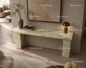 Luxury Green Onyx Console Table – Handcrafted Natural Stone Entryway Table for Modern & Contemporary Designer Green Onyx Console Table |