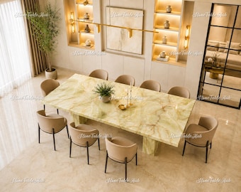Modern Onyx Stone Table, Luxury Marble Living Table, Contemporary Rectangular Decor Room Table Minimalist Modern Dining Room Table |