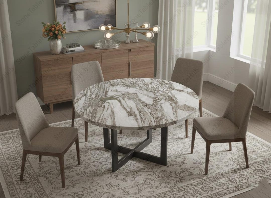 Round Marble Dining Table – Modern Stone Top Table Elegant Round Marble ...