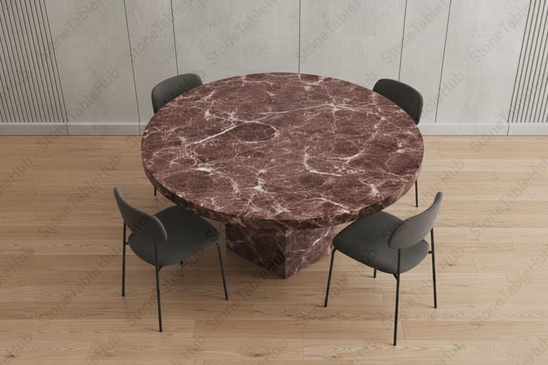 Round Red Marble Dining Table Top | Luxury Stone Tabletop | Modern ...