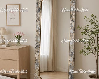 Large Marble Floor Mirror, Full Length Leaning Mirror, Statement Wall Decor, Bedroom Dressing Mirror, Light Enhancing Home Accent Mirror |