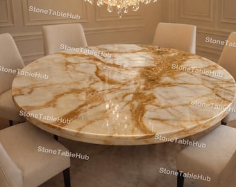 Mesa de centro redonda de ónix miel, mesa auxiliar de piedra natural, muebles de lujo para sala de estar.