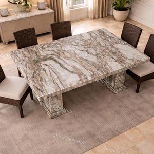 Calacatta Viola Marble Dining Table | Luxury Rectangular Stone Table | Handmade Modern Marble Furniture, Italian  Viola Marble Table